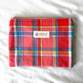 Colorfully Red Plaid Flat Zipper Pouch