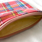 Colorfully Red Plaid Flat Zipper Pouch