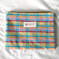 Gingham Rainbow Flat Zipper Pouch