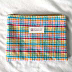 Gingham Rainbow Flat Zipper Pouch