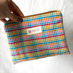 Gingham Rainbow Flat Zipper Pouch