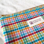 Gingham Rainbow Flat Zipper Pouch