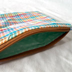 Gingham Rainbow Flat Zipper Pouch