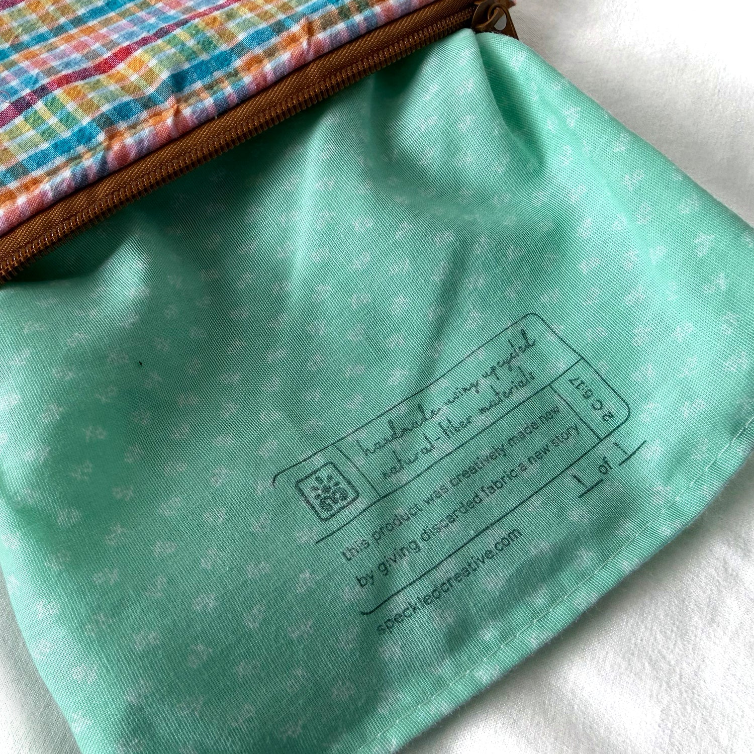 Gingham Rainbow Flat Zipper Pouch