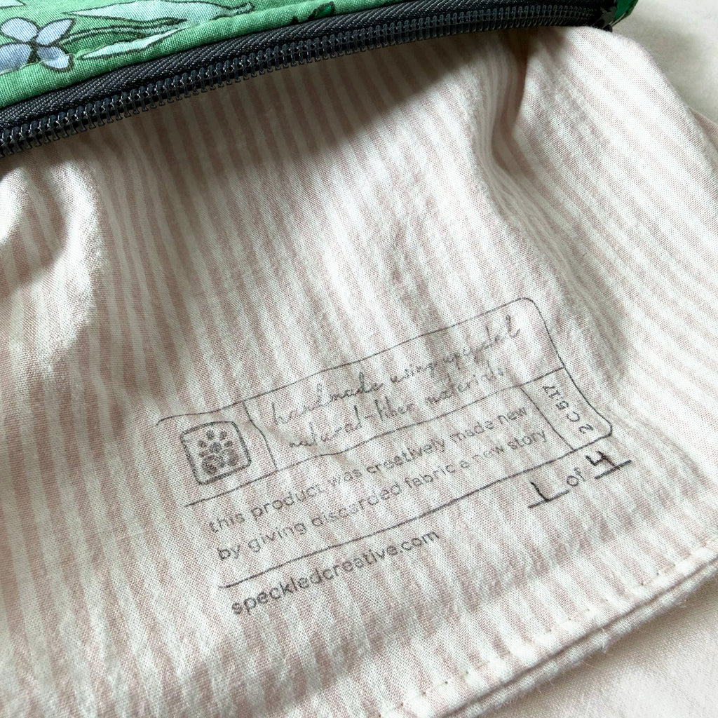 Doodle Green Wildflowers Flat Zipper Pouch