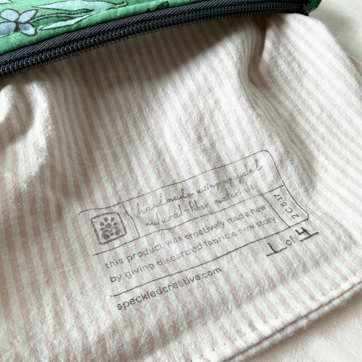 Doodle Green Wildflowers Flat Zipper Pouch