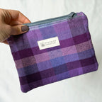 Purple People Plaid Flat Zipper Pouch