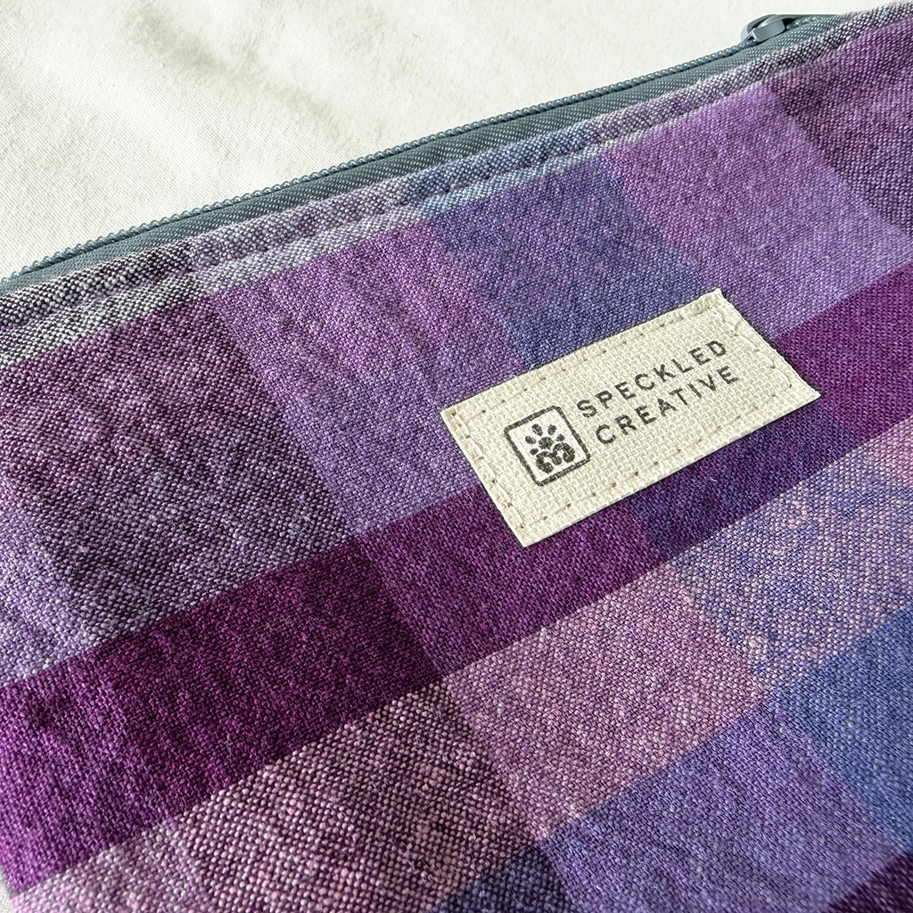 Purple People Plaid Flat Zipper Pouch