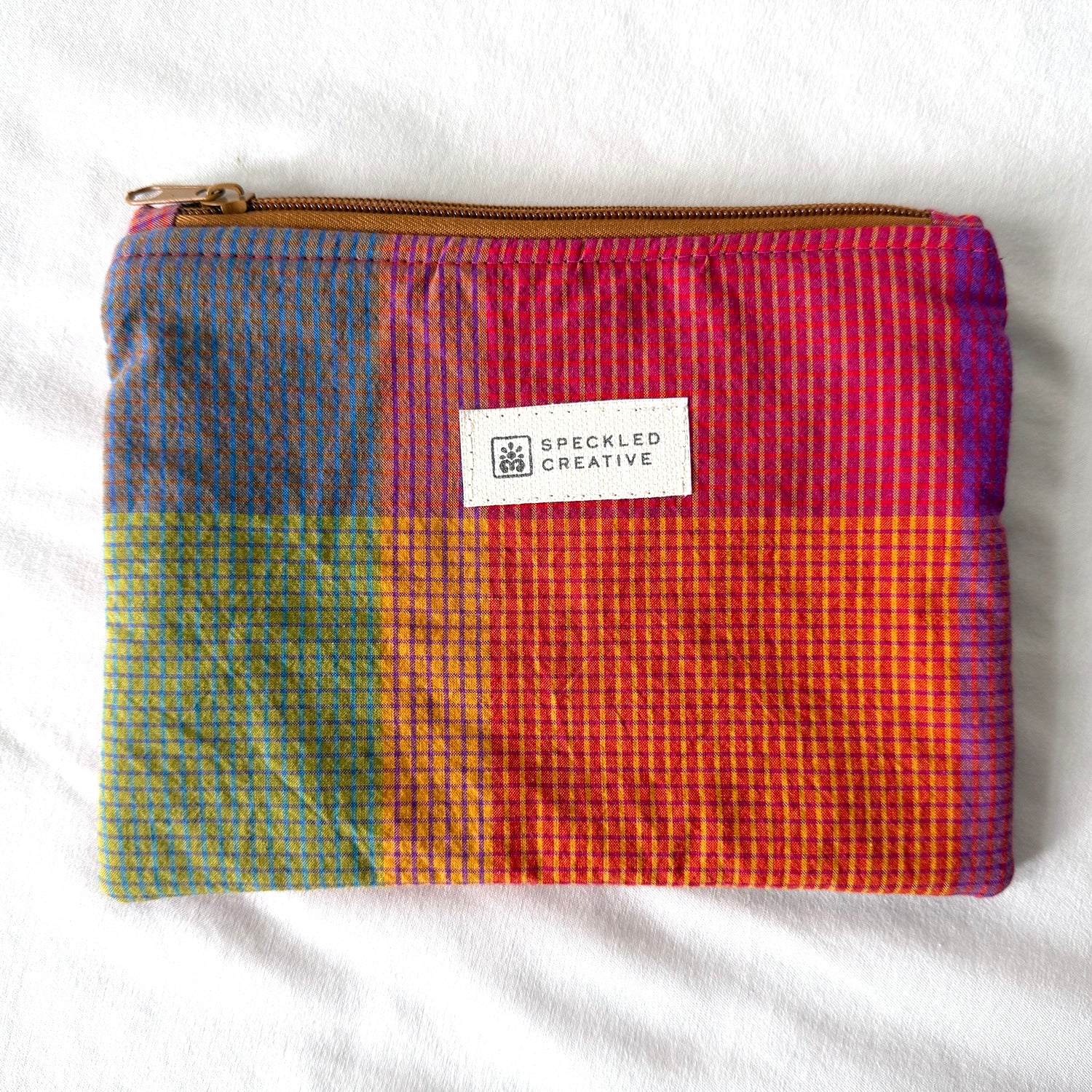 Colorful Plaid Flat Zipper Pouch