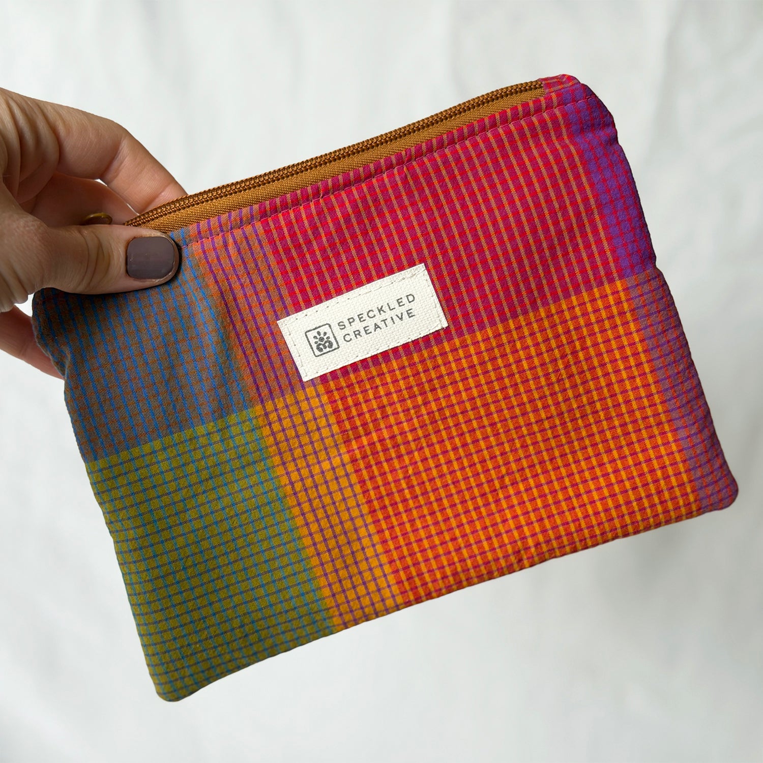Colorful Plaid Flat Zipper Pouch