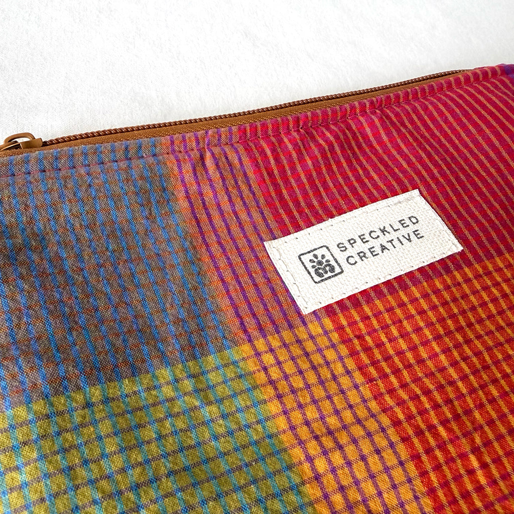 Colorful Plaid Flat Zipper Pouch