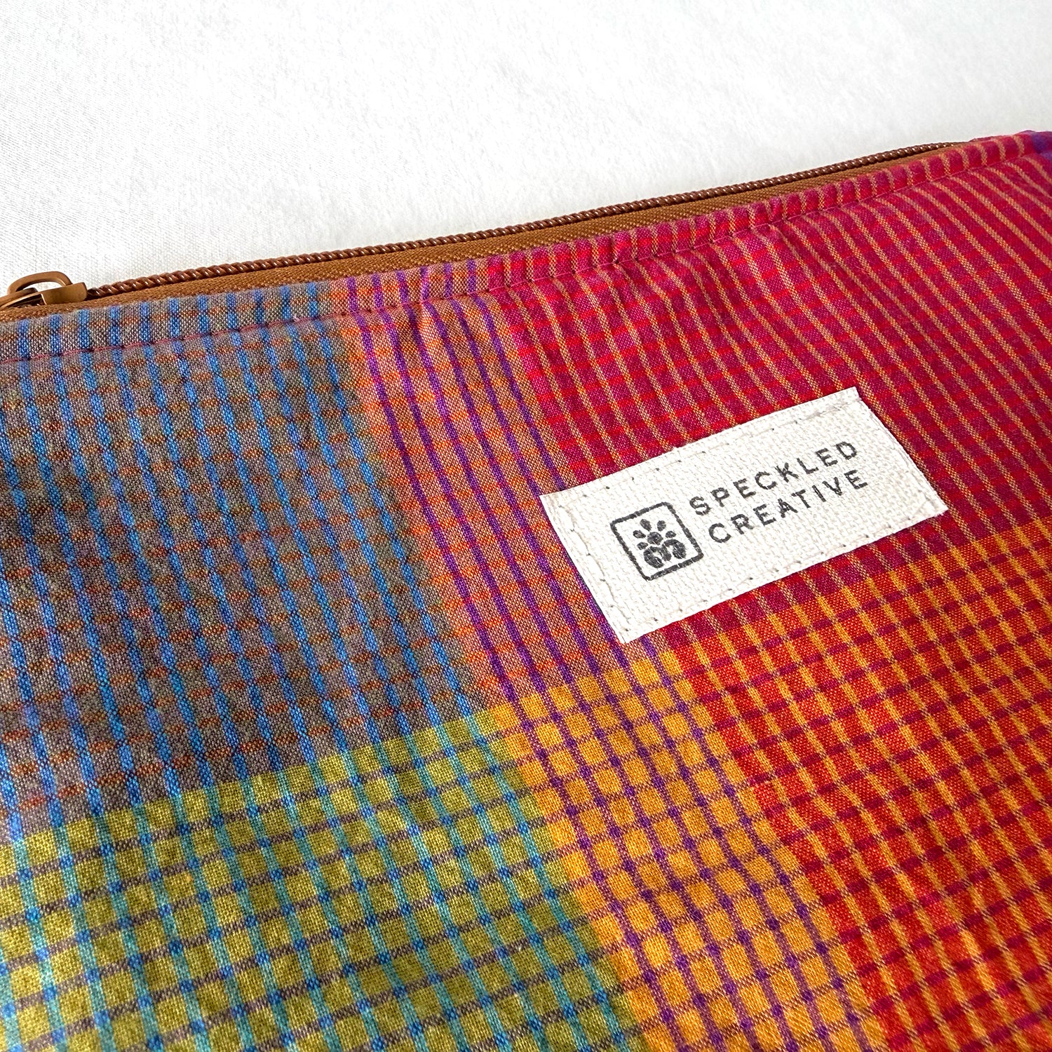 Colorful Plaid Flat Zipper Pouch