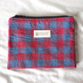 Red and Blue Gingham Flat Zipper Pouch