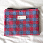 Red and Blue Gingham Flat Zipper Pouch