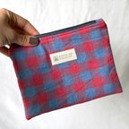 Red and Blue Gingham Flat Zipper Pouch