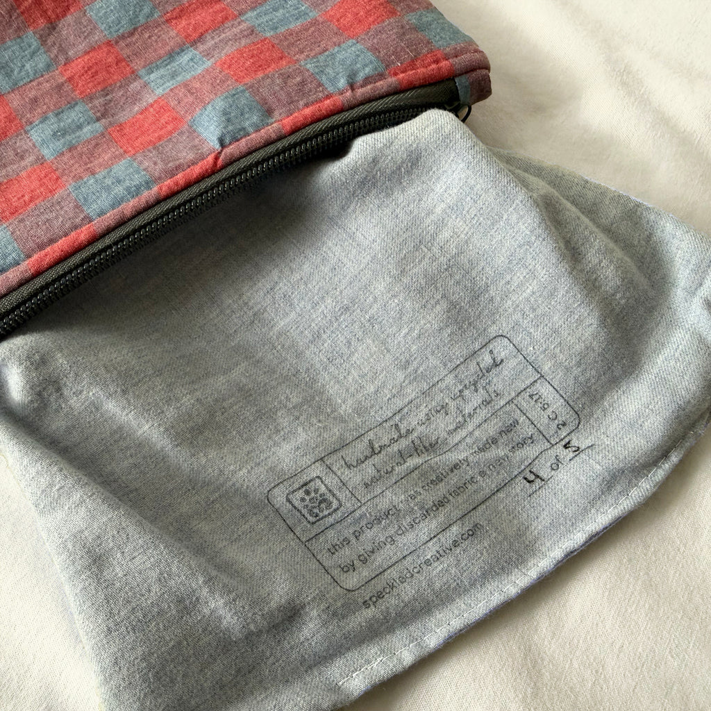 Red and Blue Gingham Flat Zipper Pouch