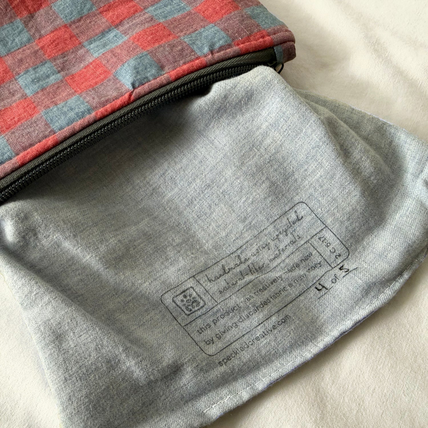 Red and Blue Gingham Flat Zipper Pouch
