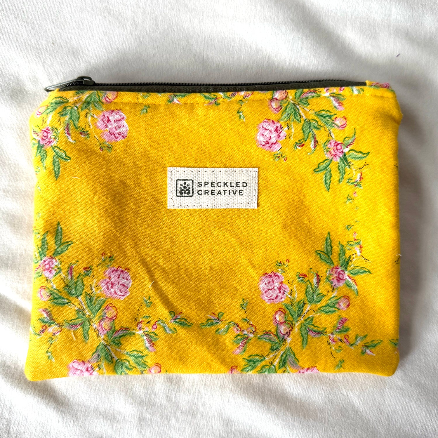 Rosy Yellow Flat Zipper Pouch