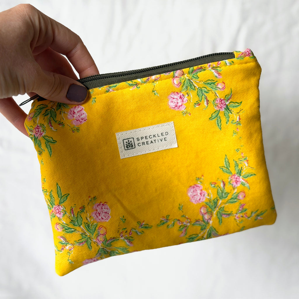 Rosy Yellow Flat Zipper Pouch