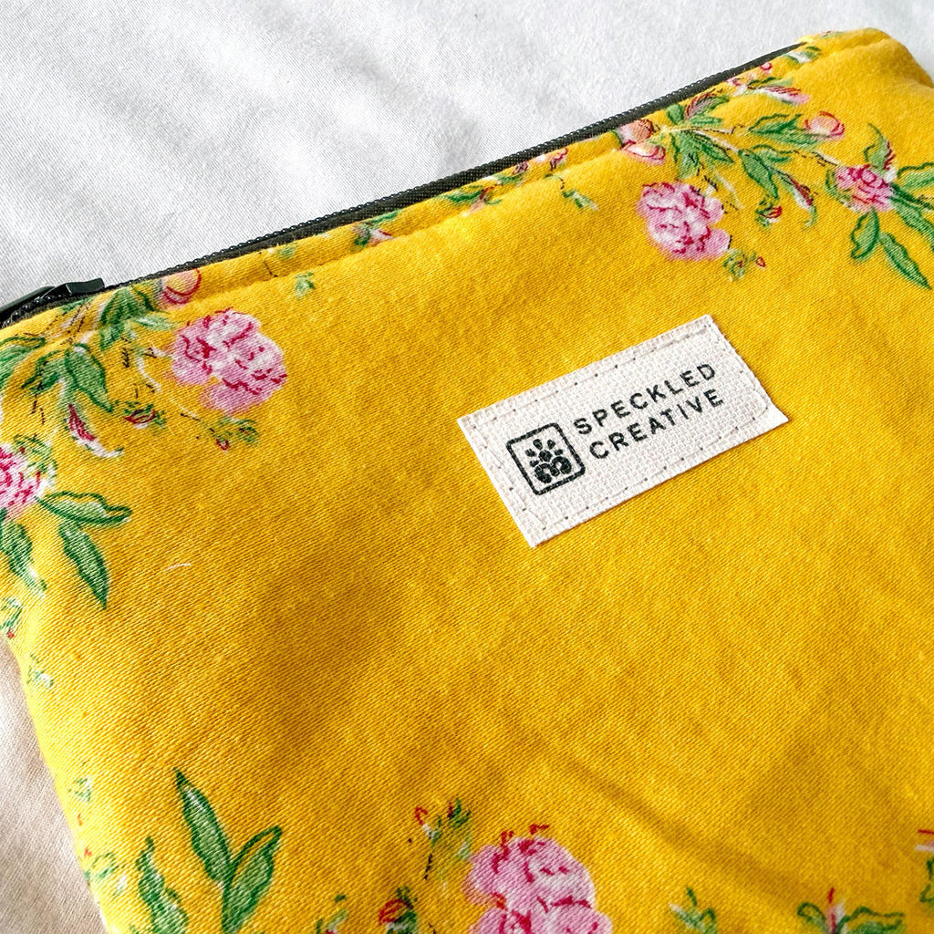 Rosy Yellow Flat Zipper Pouch