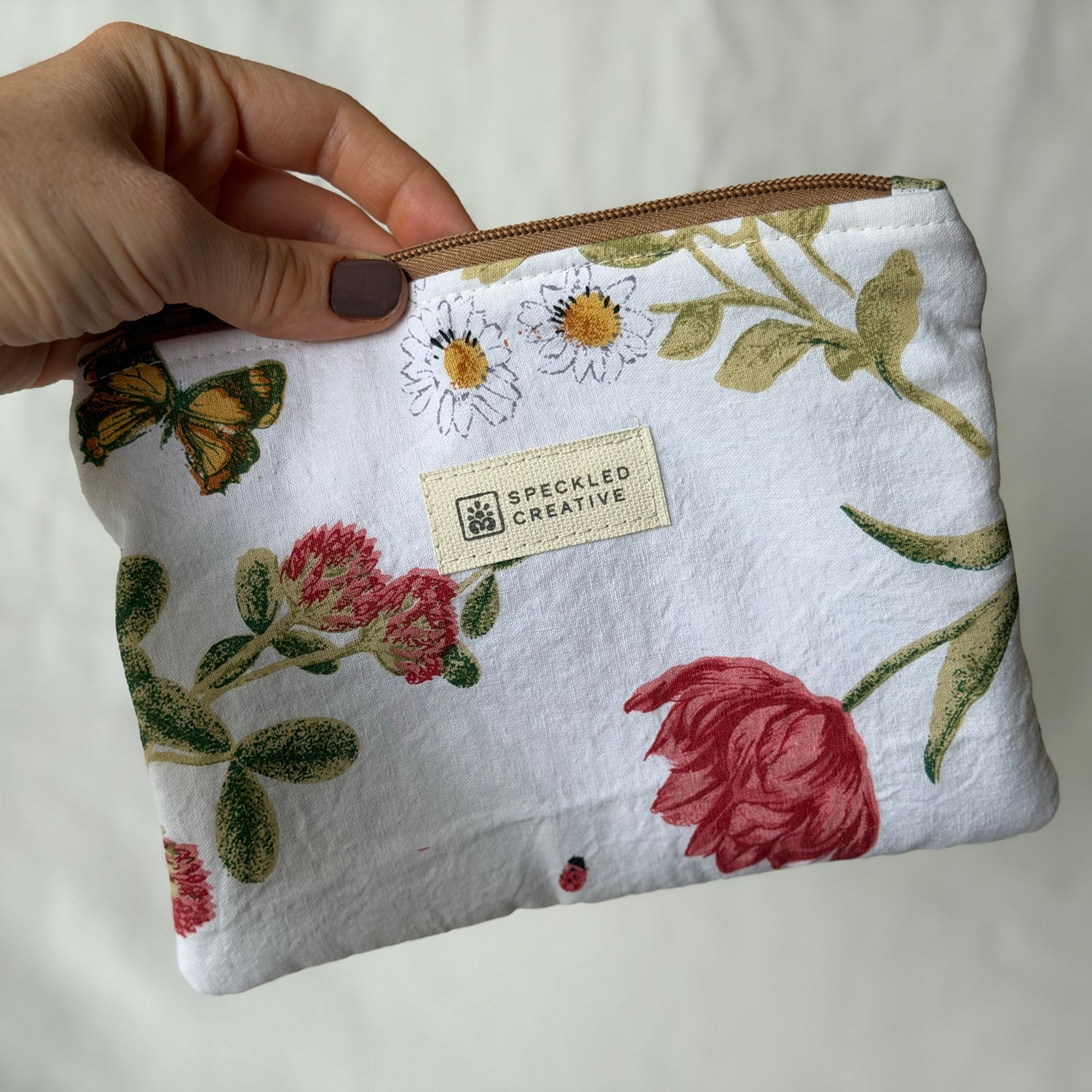 Garden Flowers Flat Zipper Pouch