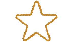 Gold star outline on a white background