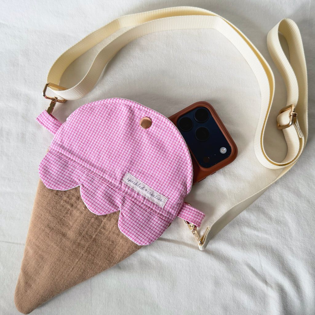 Cotton Candy Pink Ice Cream Cone Bag