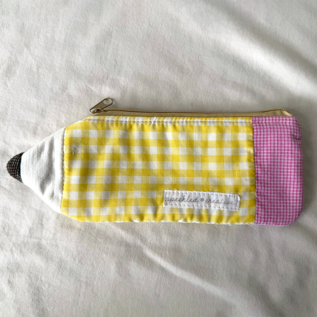 Yellow Gingham Pencil Pouch