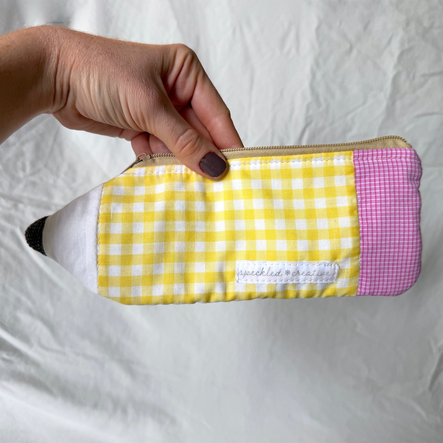 Yellow Gingham Pencil Pouch