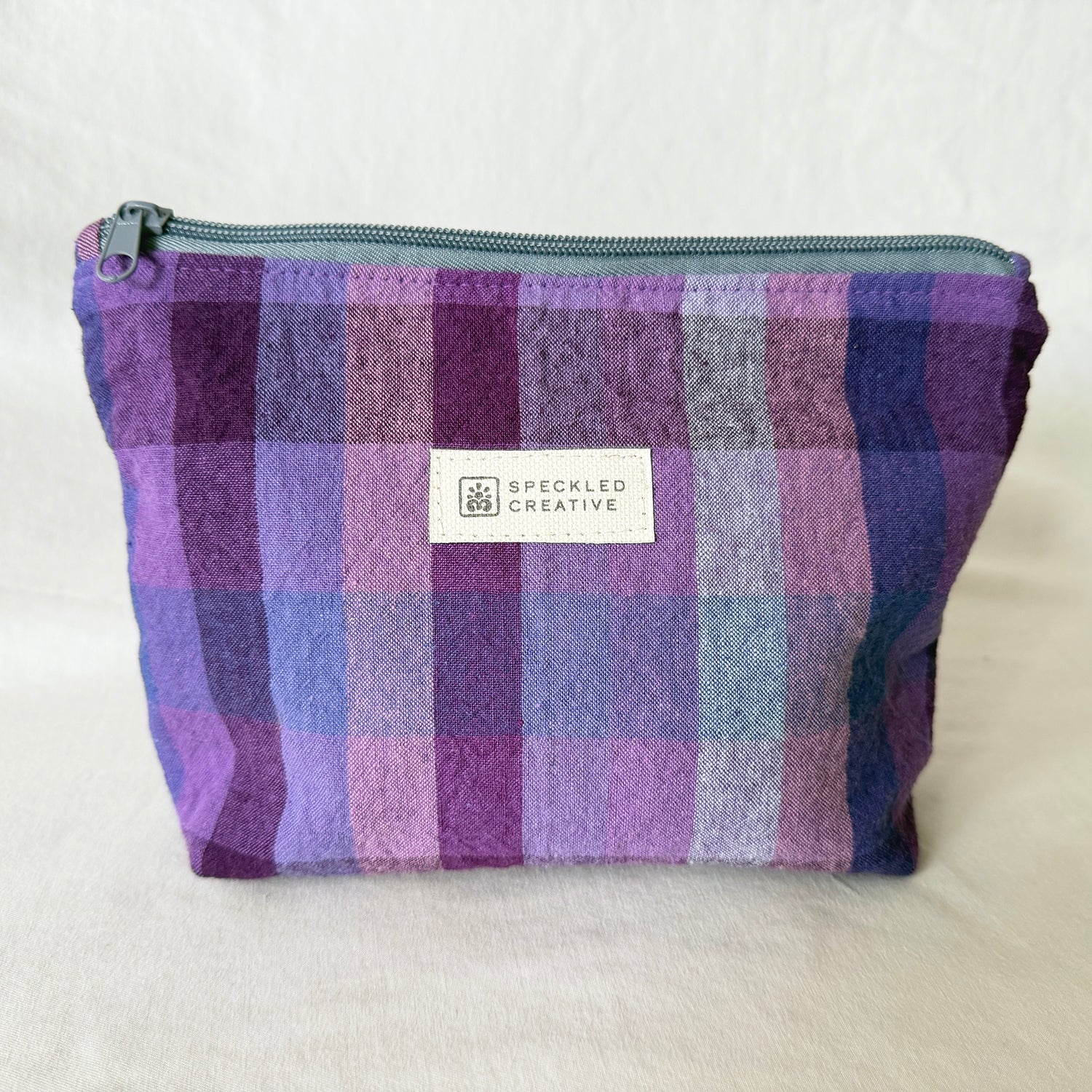 Purple People Plaid Stand-Up Zipper Pouch