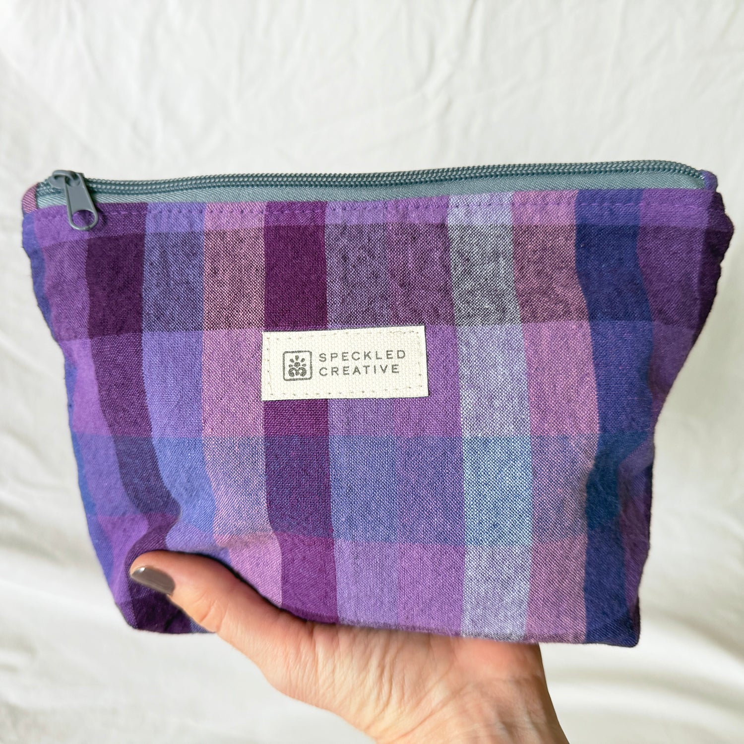 Purple People Plaid Stand-Up Zipper Pouch