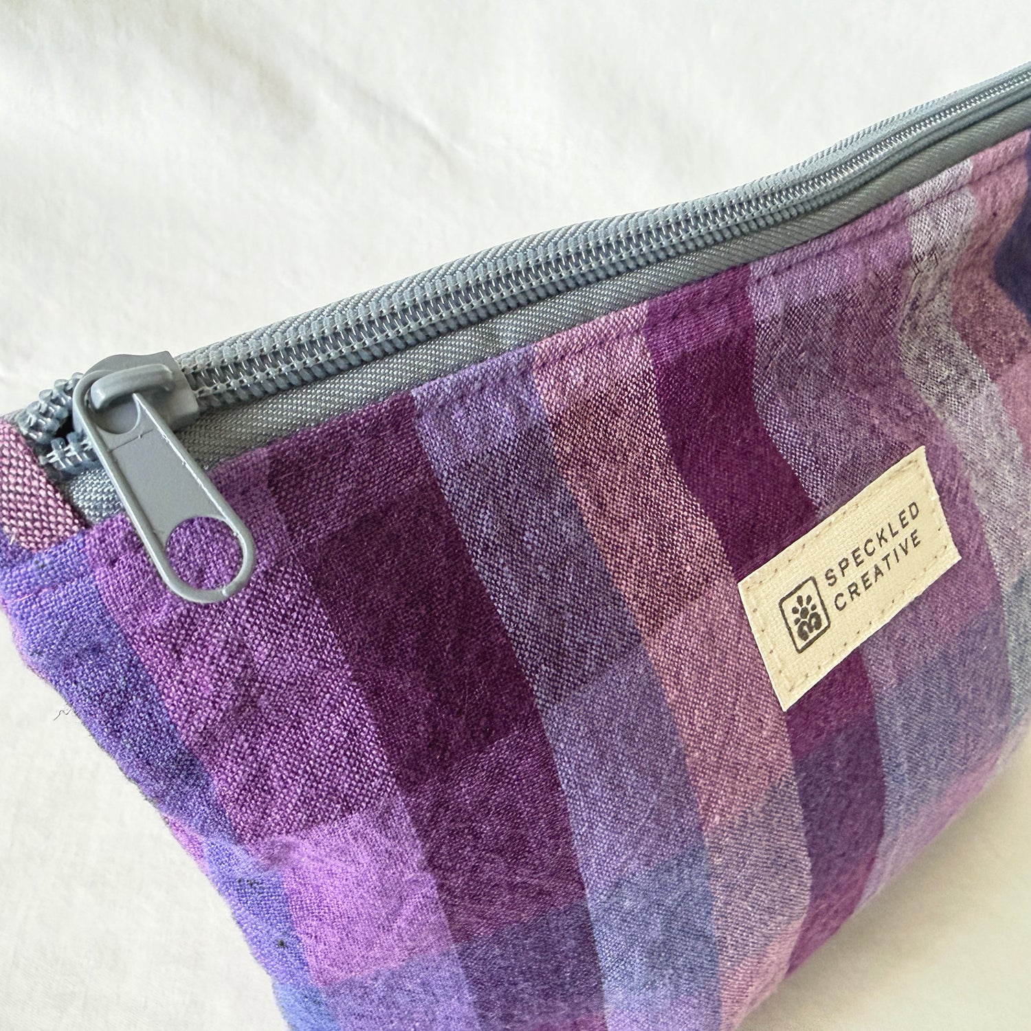 Purple People Plaid Stand-Up Zipper Pouch