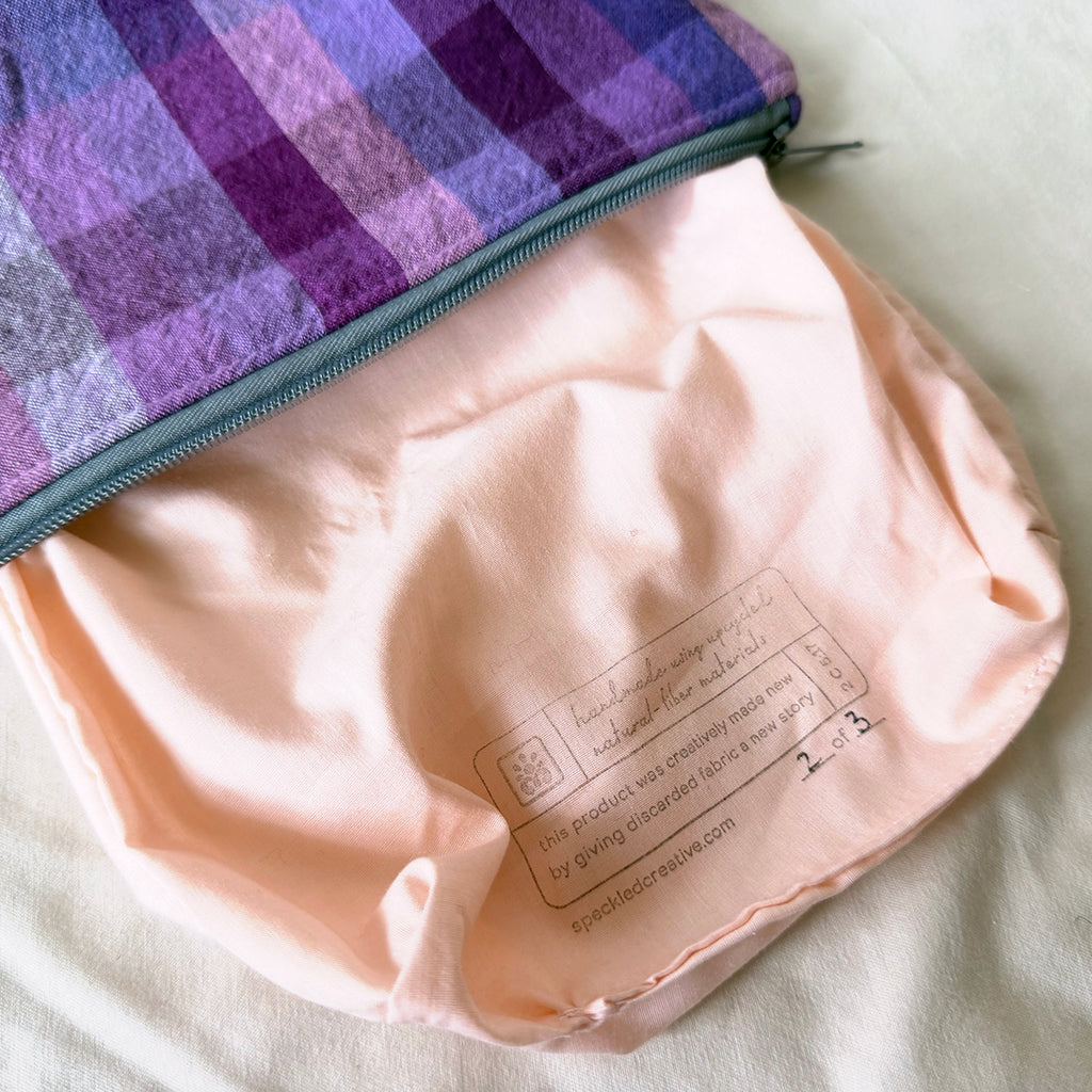 Purple People Plaid Stand-Up Zipper Pouch