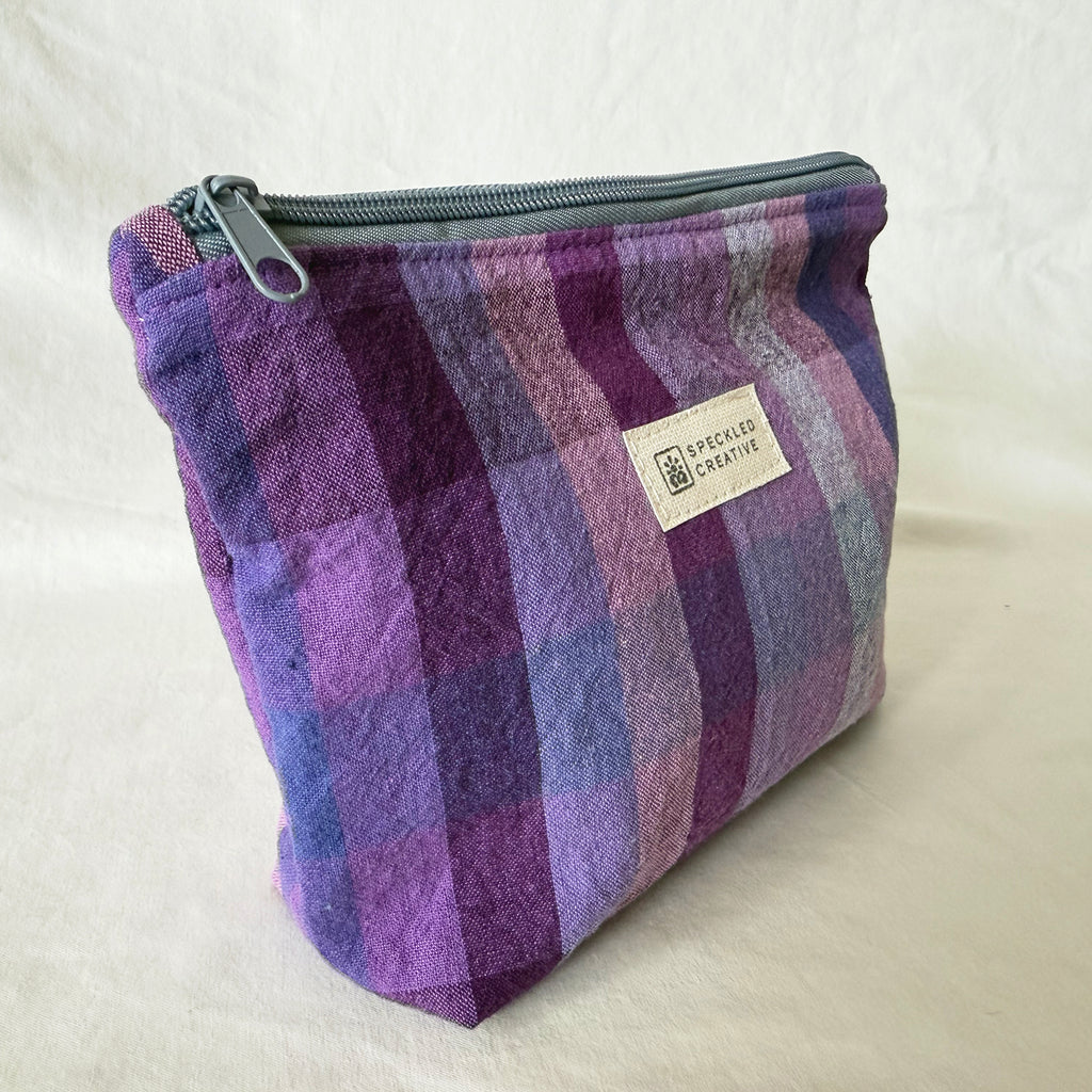 Purple People Plaid Stand-Up Zipper Pouch