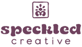 Logo of Speckled Creative with a stylized flower icon above the text on a white background.