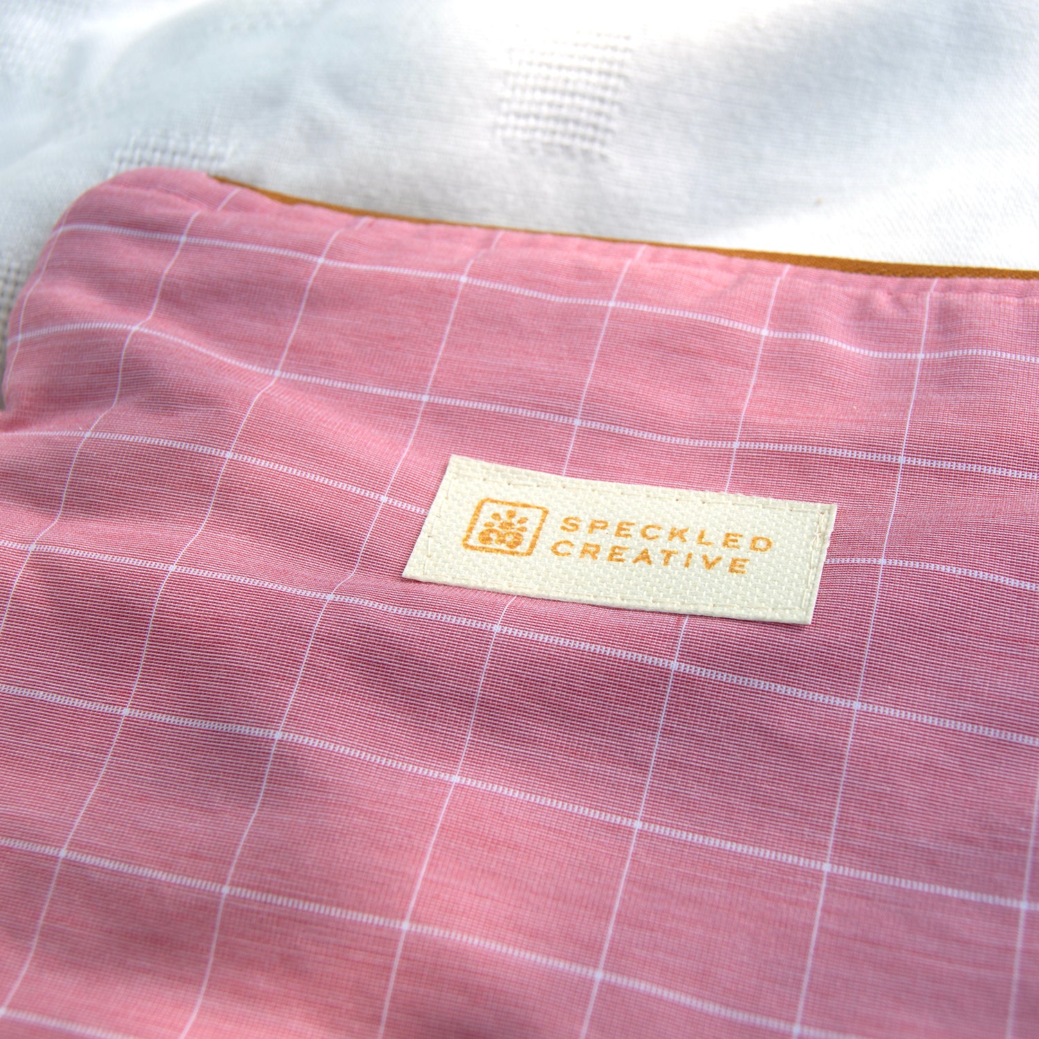 Coral Grid Flat Zipper Pouch
