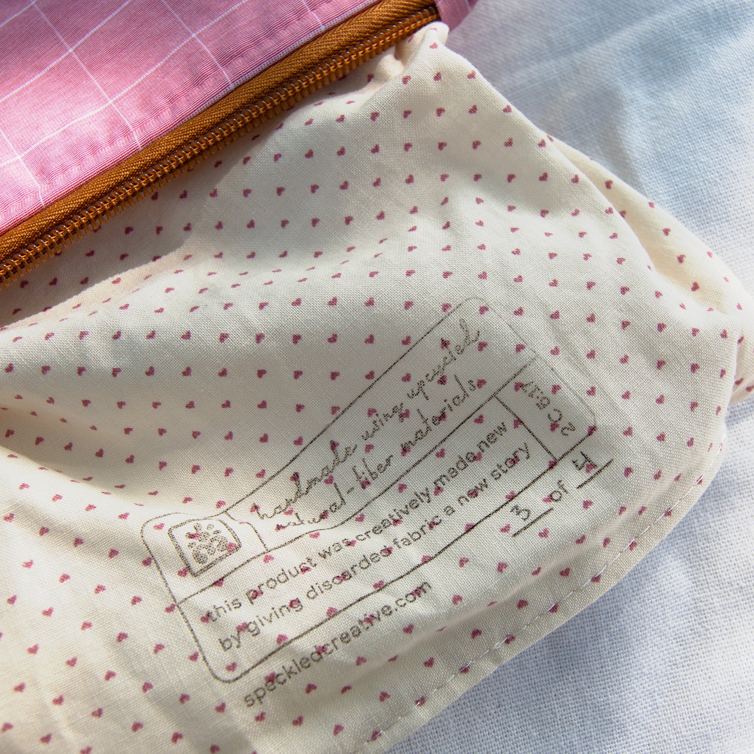 Coral Grid Flat Zipper Pouch