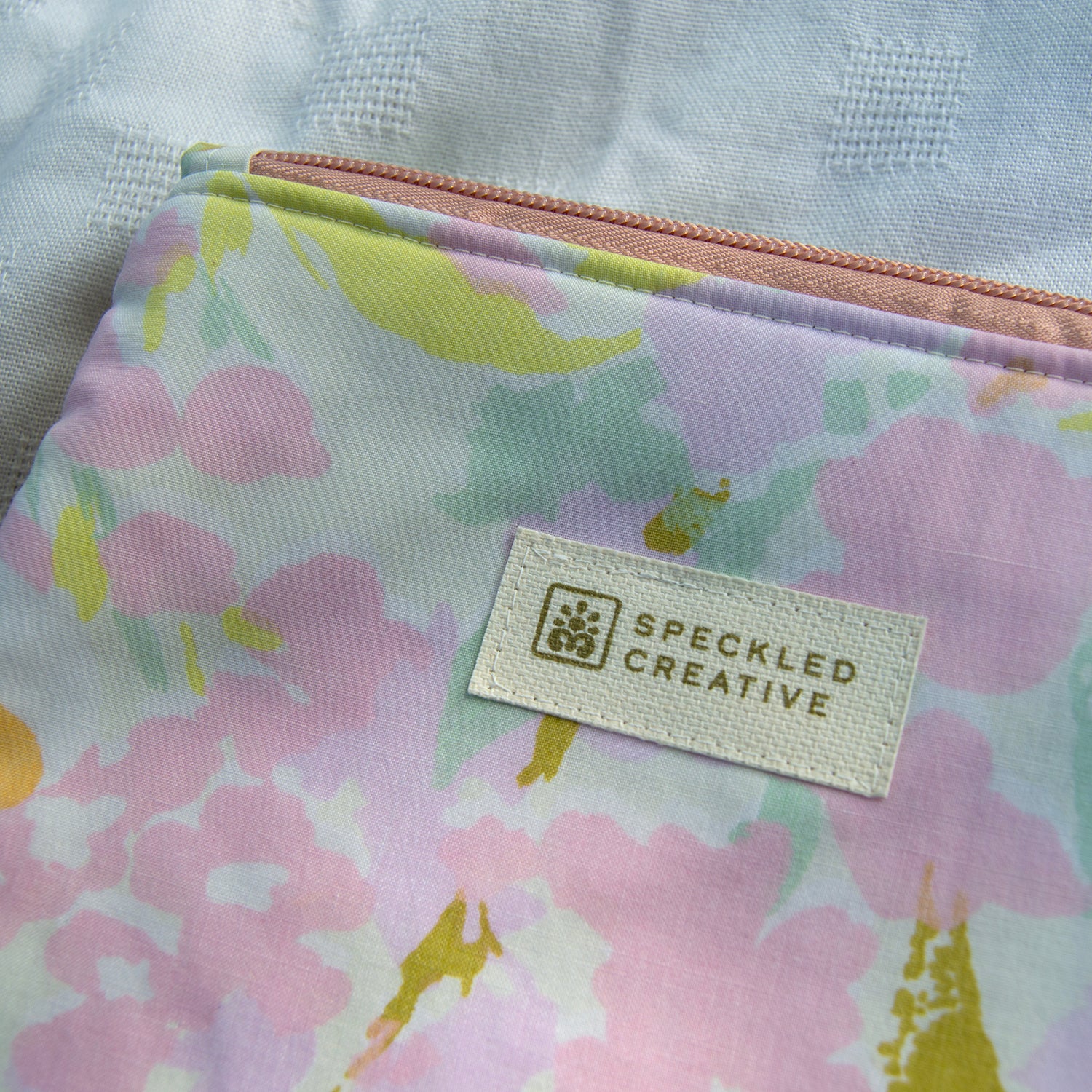 Whimsical Pastel Floral Flat Zipper Pouch