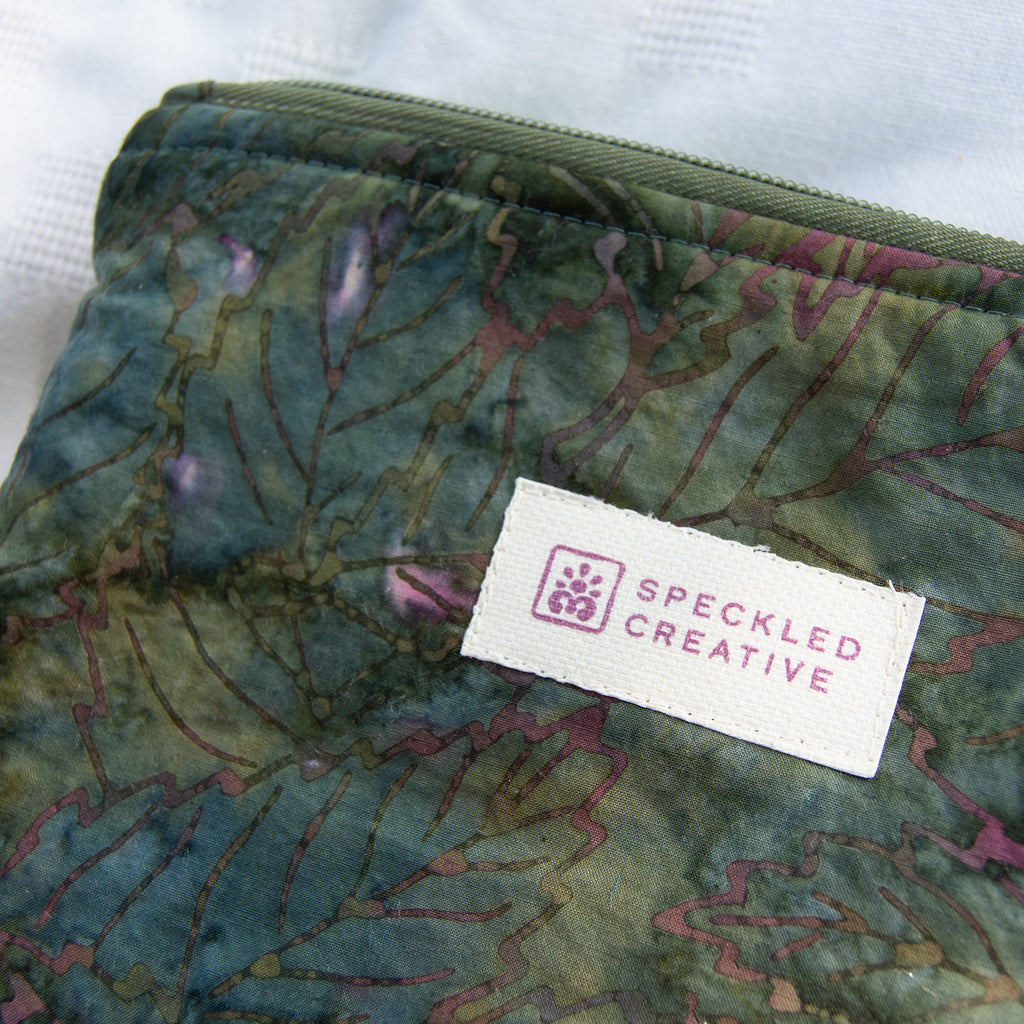 Watercolor Emerald Leaves Flat Zipper Pouch
